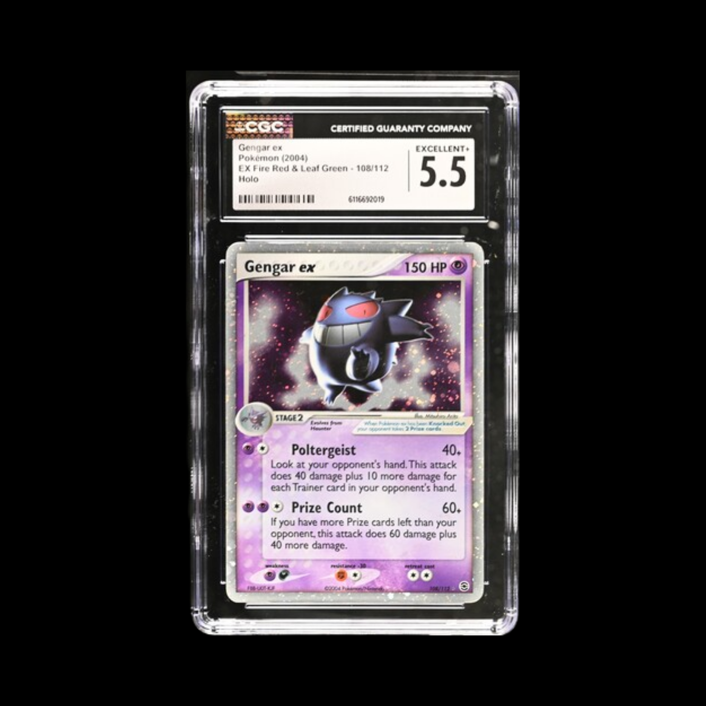 Pokemon Slab Gengar Ex Holo 108 CGC 5.5 2004