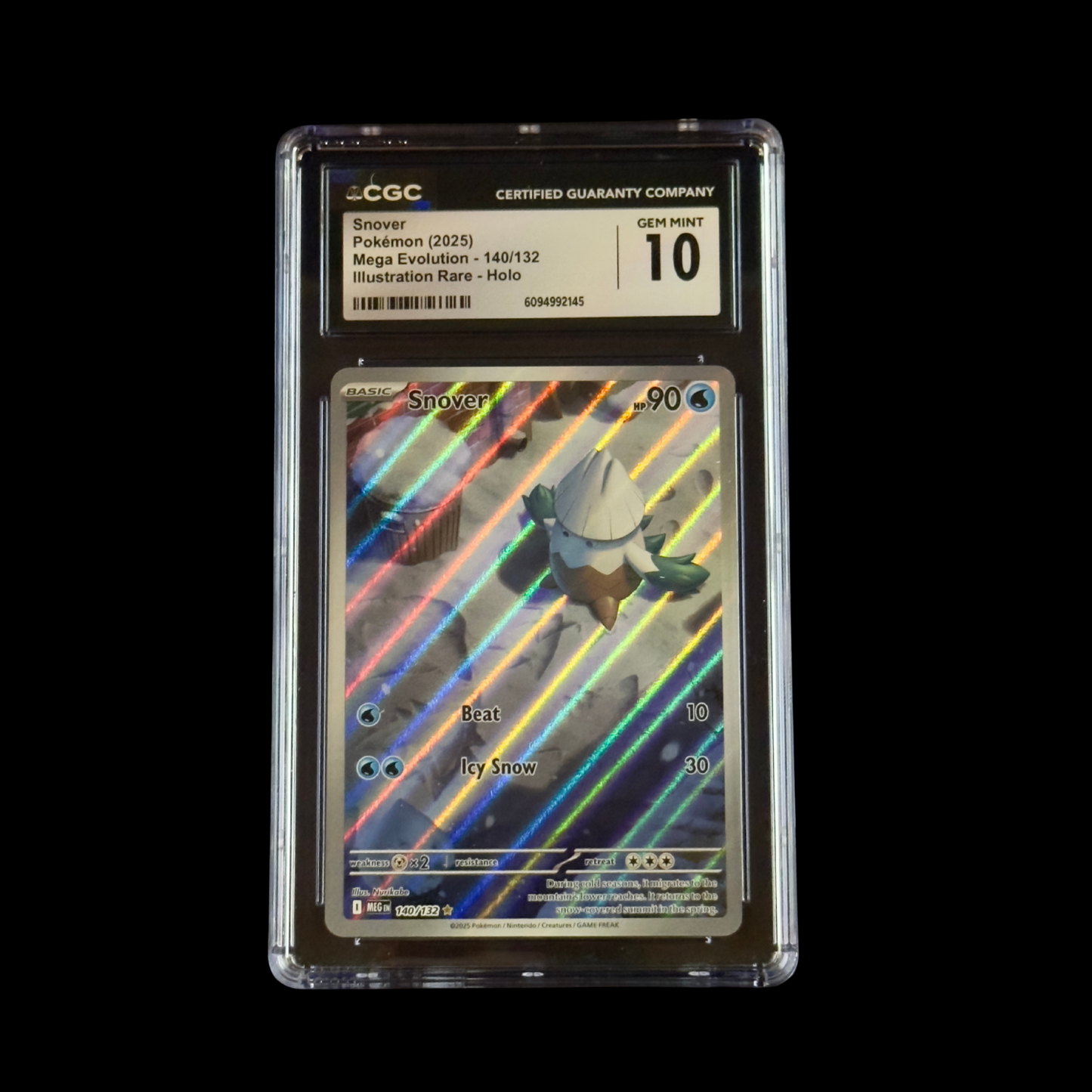 Pokemon Slab Snover 140 CGC 10 Gem 2025