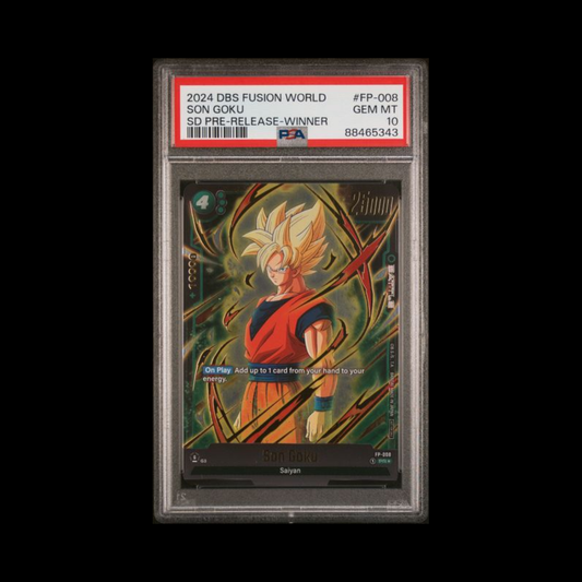 Dragon Ball Super Fusion World Slab Son Goku Pre-Release Winner FP-008 PSA 10 Gem 2024