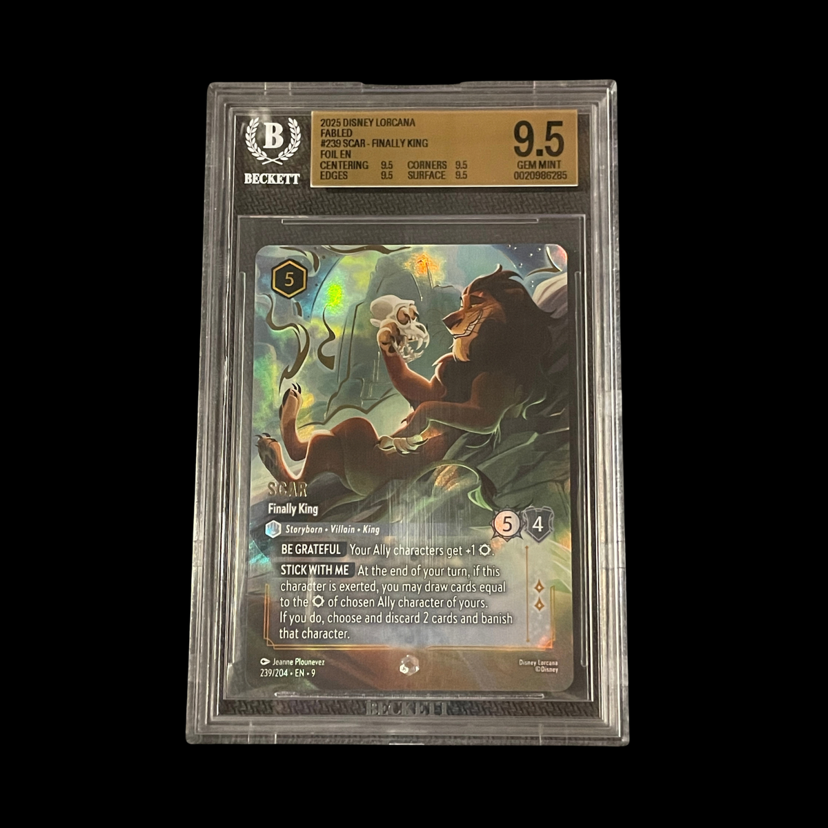 Disney Lorcana Slab Scar - Finally King 239 BGS 9.5 Mint+ 2025