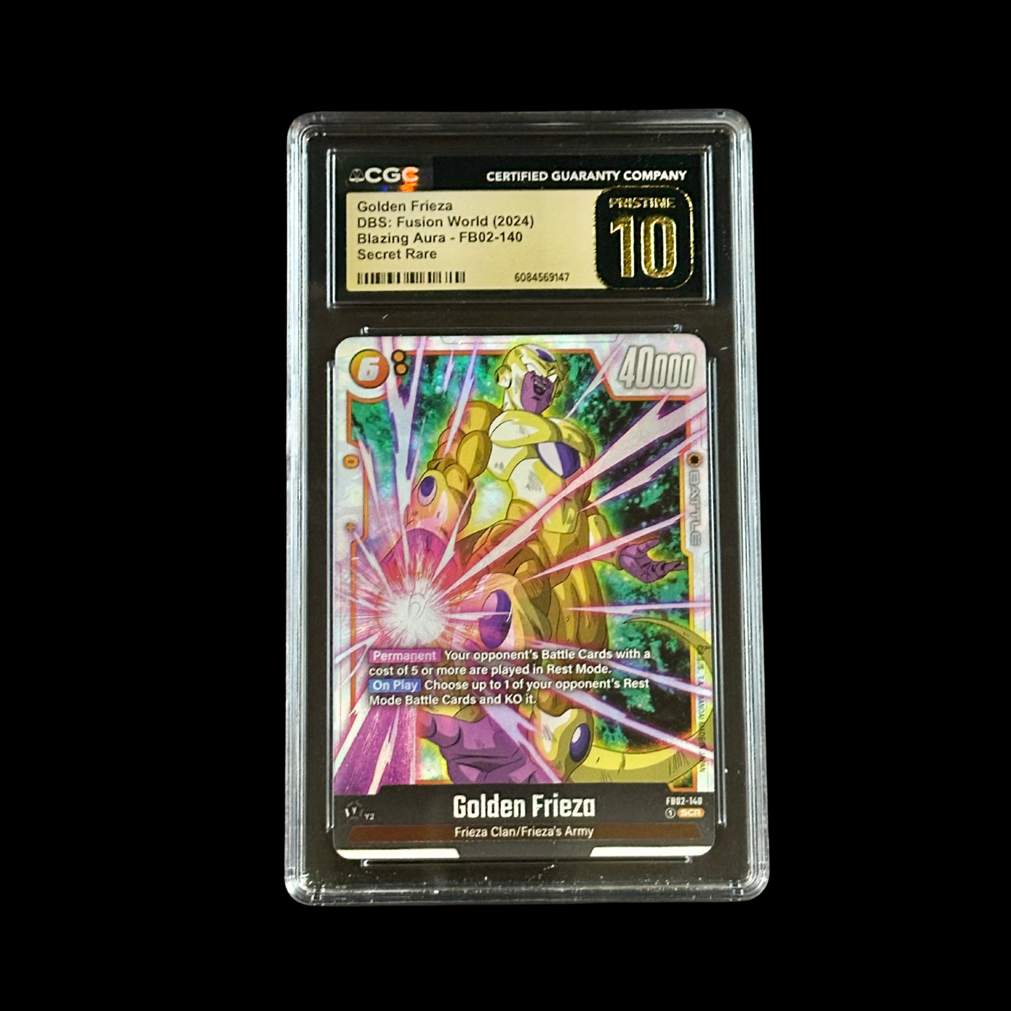 Dragon Ball Super Fusion World Slab Golden Frieza FB02-140 CGC Pristine 10 2024