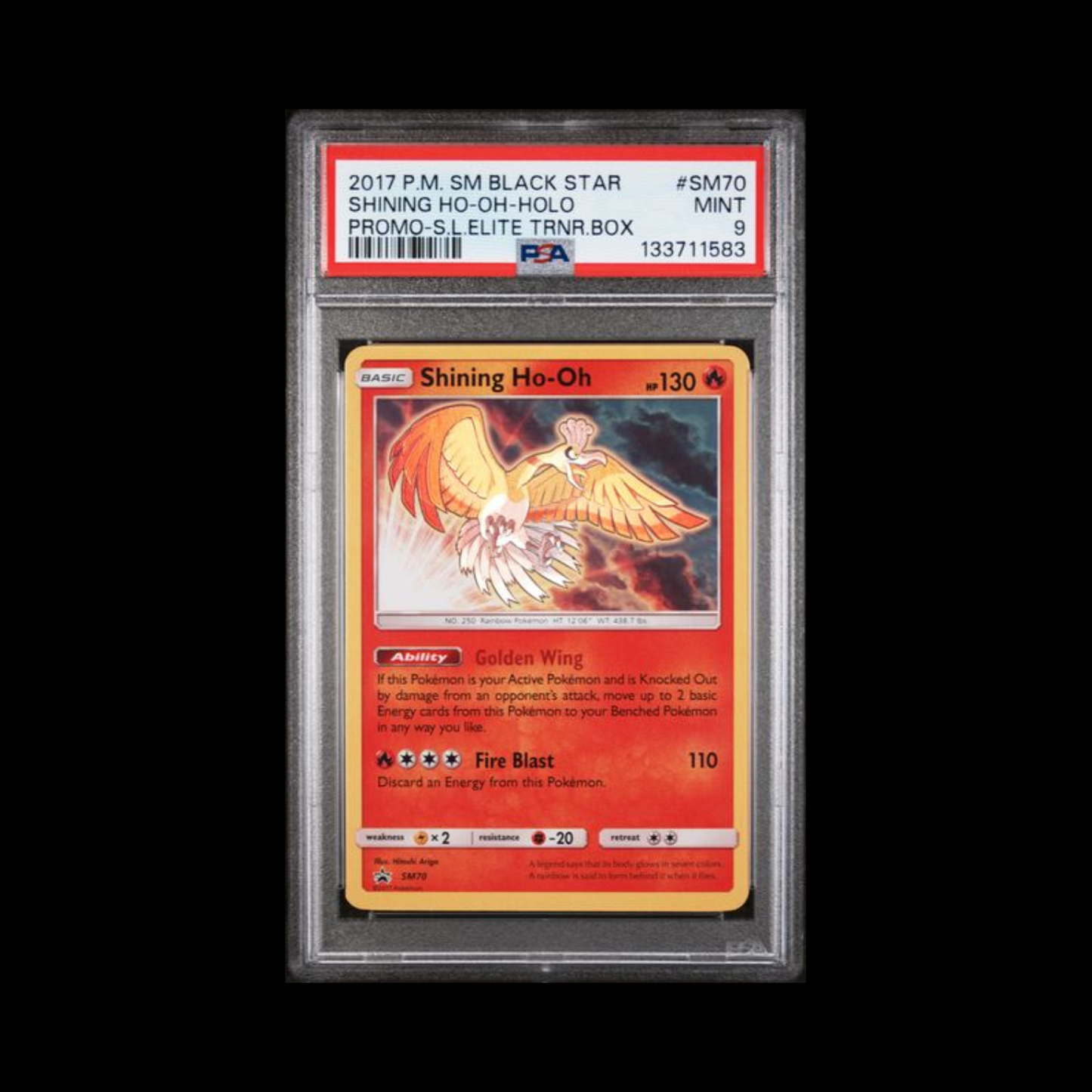 Pokemon Slab Shining Ho-Oh SM70 PSA 9 Mint