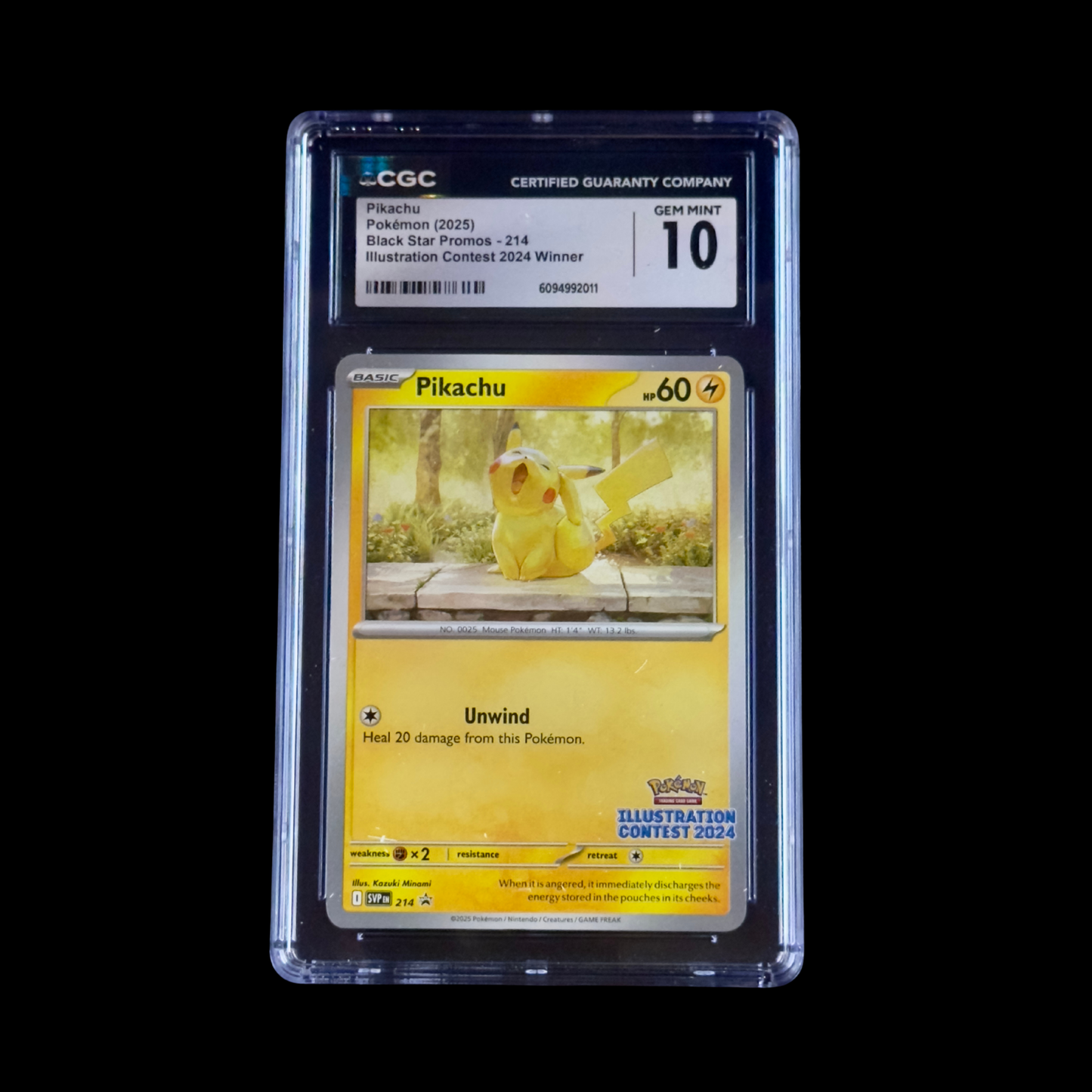 Pokemon Slab Pikachu Illustration Contest 214/BSP CGC 10 Gem Mint 2025