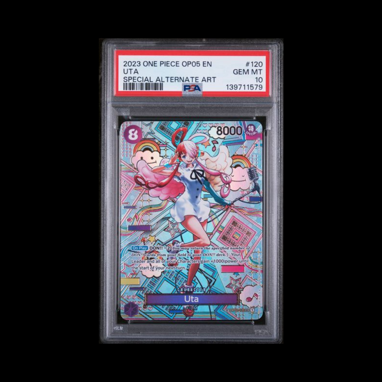 One Piece Slab Uta OP02-120 PSA 10 Gem 2023