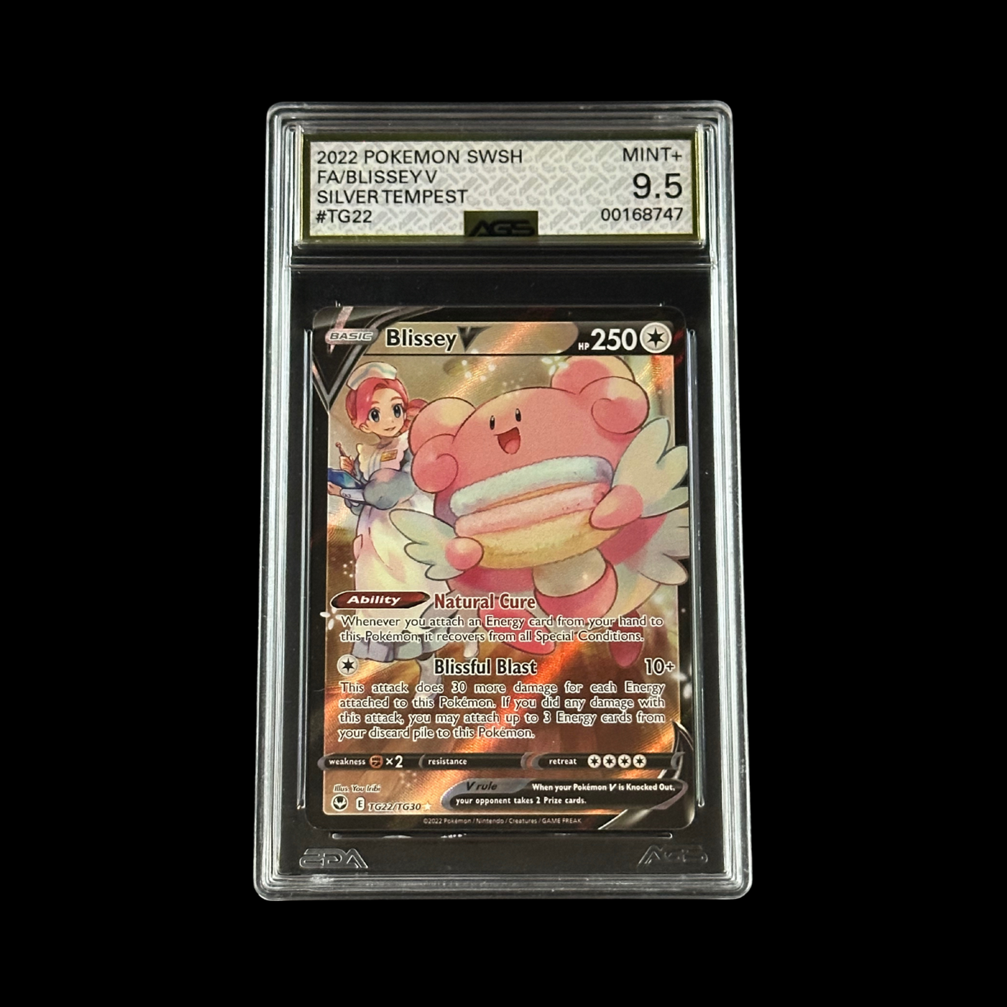 Pokemon Slab Blissey V Silver Tempest TG22/TG30 AGS 9.5 Mint+ 2022
