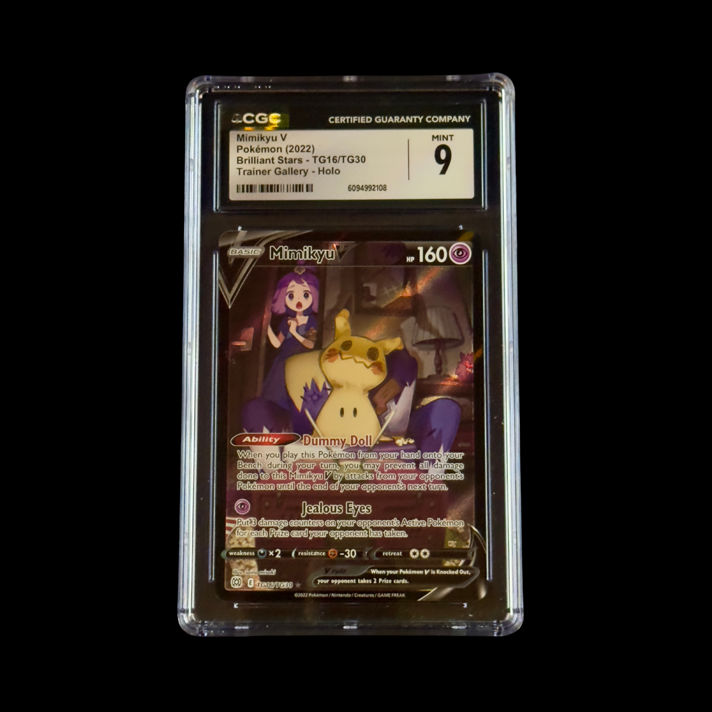 Pokemon Slab Mimikyu TG16 CGC 9 Mint 2022