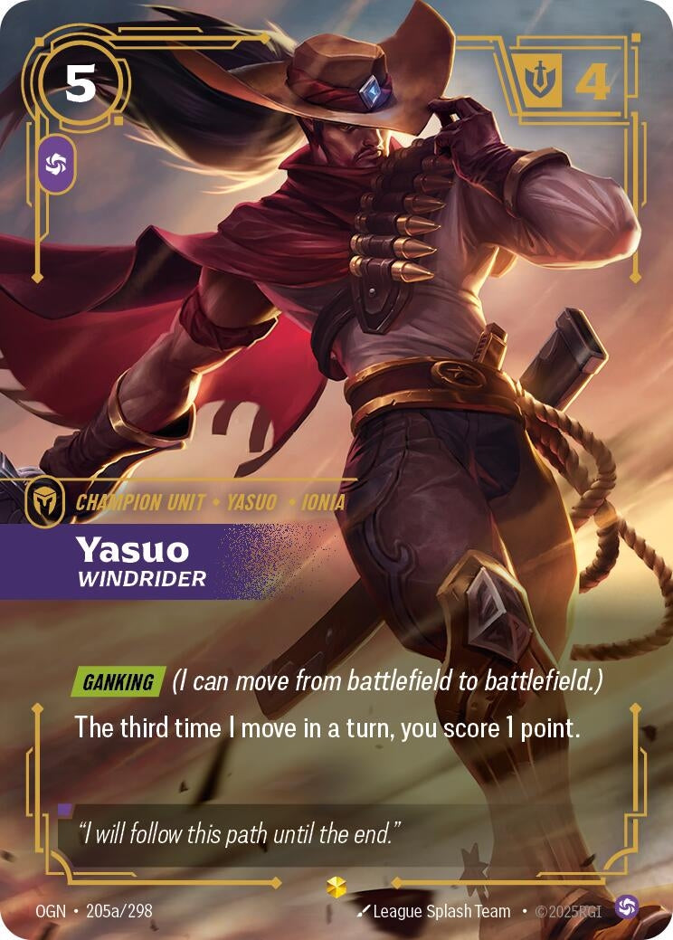 Yasuo, Windrider (Alternate Art) (205a/298) (OGN)