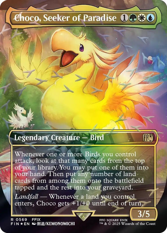 Choco, Seeker of Paradise (Borderless) (Chocobo Track Foil) (569) (FIN)