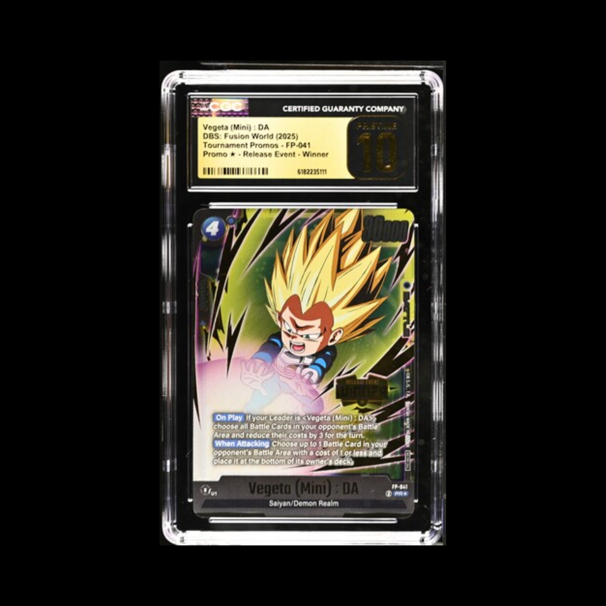 Dragon Ball Super Fusion World Slab Vegeta (Mini) : DA FP-041  Release Event Winner CGC Pristine 10 2025