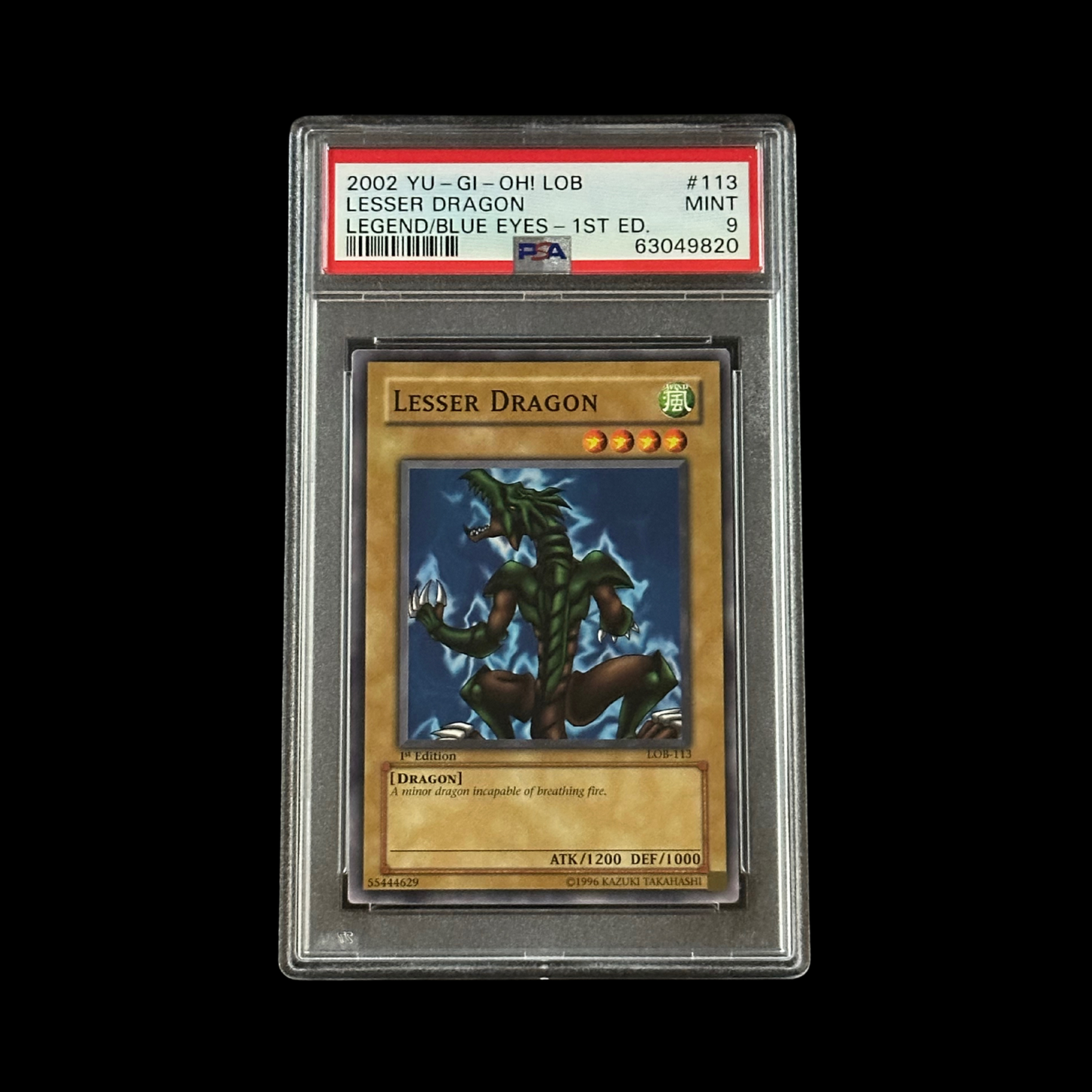 Yu-Gi-Oh! Slab Lesser Dragon 1st Edition LOB-113 PSA 9 Mint 2002