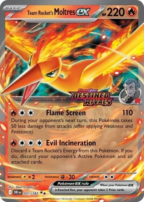 Team Rocket's Moltres ex - 31/182 (Destined Rivals Stamp) (031/182) (MCAP)