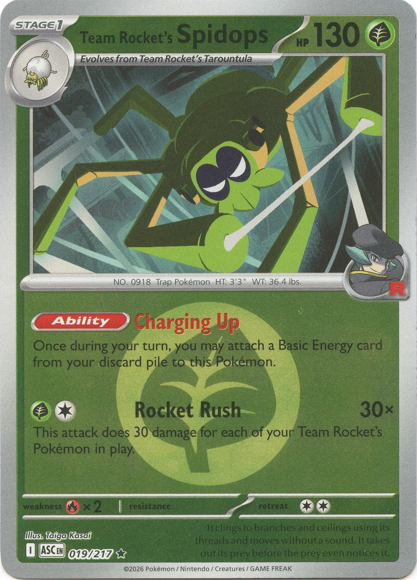 Team Rocket's Spidops (Energy Symbol Pattern) (019/217) (ASC)