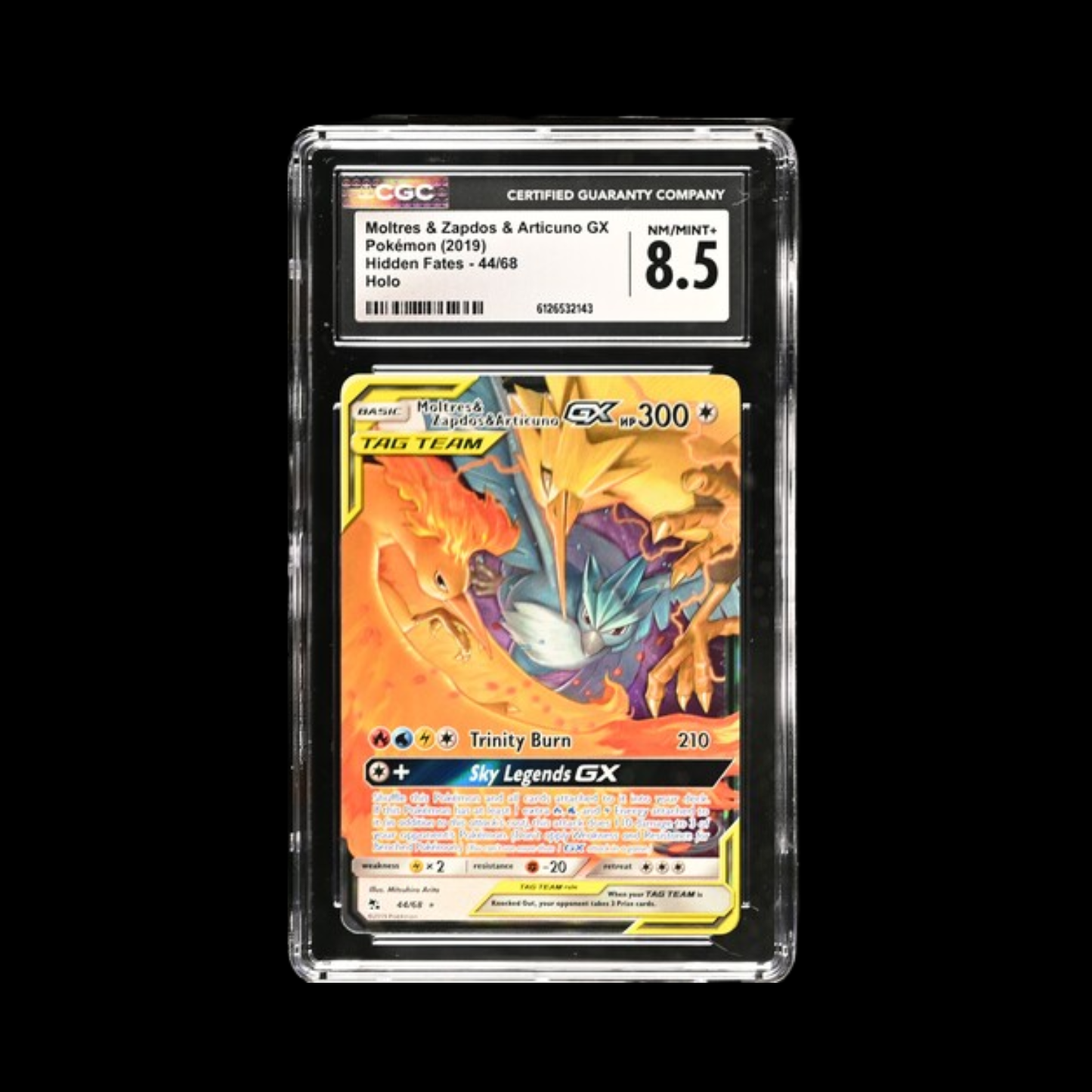 Pokemon Slab Moltres & Zapdos & Articuno GX 44 CGC 8.5 NM/Mint+ 2019
