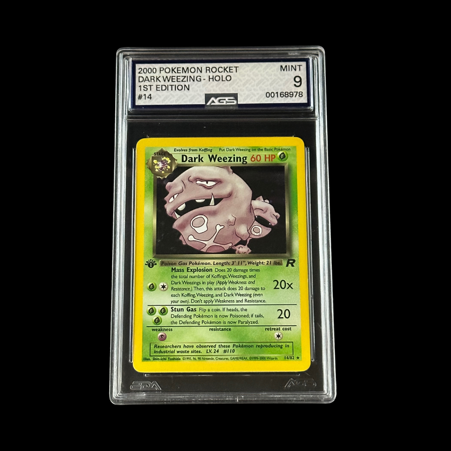 Pokemon Slab Dark Weezing 1st Edition Rocket Holo 14/82 AGS 9 Mint 2000