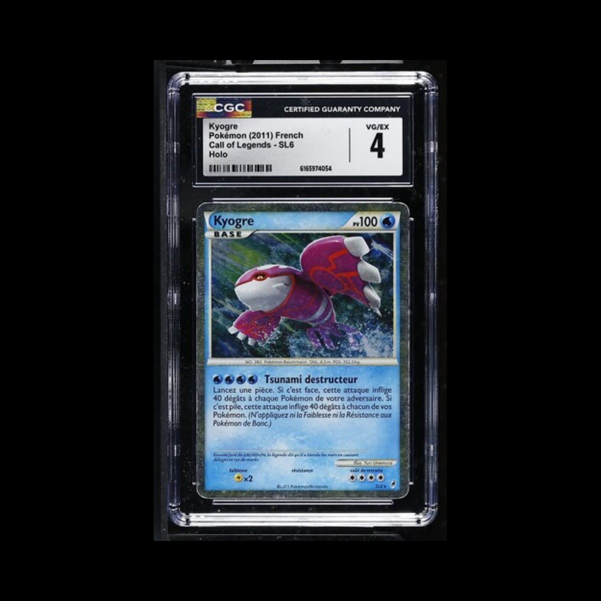 Pokemon Slab Kyogre SL6 FRENCH CGC 4 VG-EX 2011