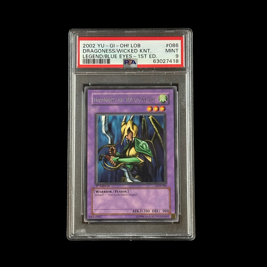 Yu-Gi-Oh! Slab Dragoness The Wicked Knight 1st Edition LOB-086 PSA 9 Mint 2002