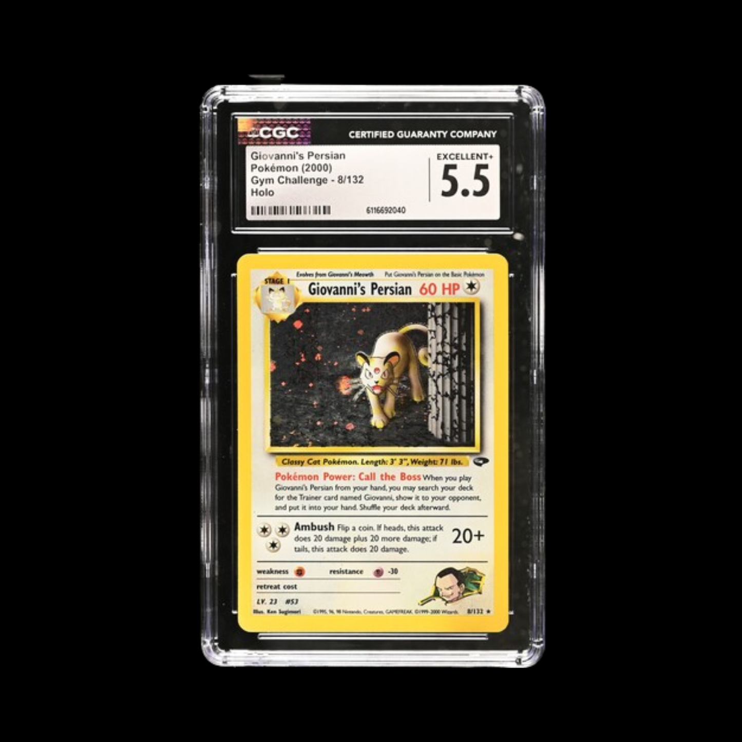 Pokemon Slab Giovanni's Persian Holo 8 CGC 5.5 2000