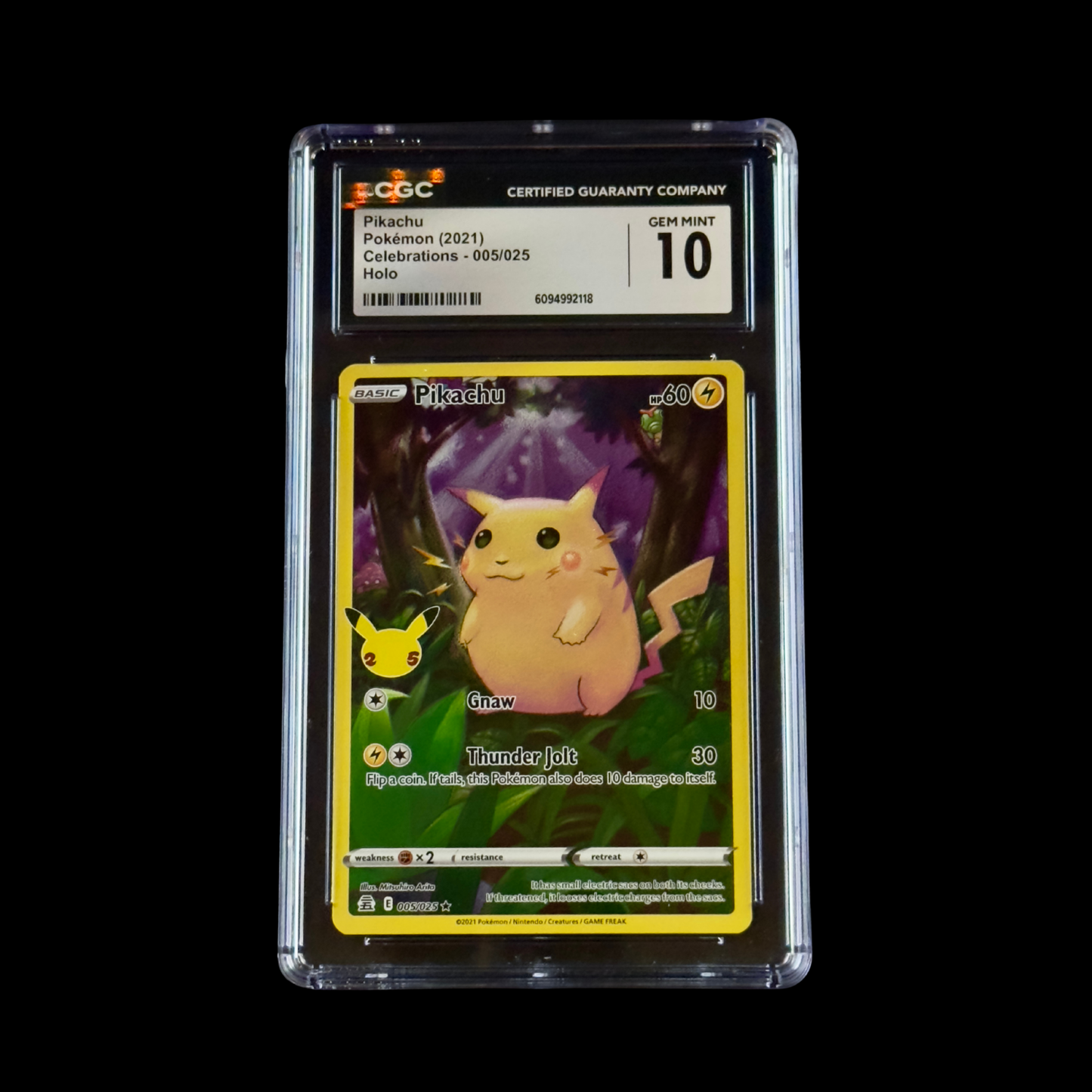 Pokemon Slab Pikachu 005 CGC 10 Gem 2021