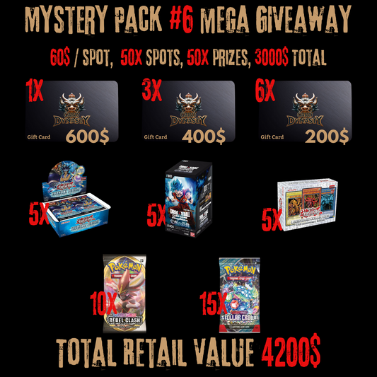 Mystery Pack #6 Mega Giveaway, 60$/Spot, 50x Prizes,  1200$ GIVEAWAY. December 10th, 18:15