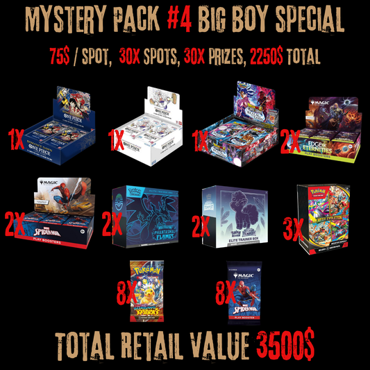 Paquets Mystère High Roller Special #4, 100$/Place, 30x Prix, Bonus de 1400$. 26 Novembre, 18h15