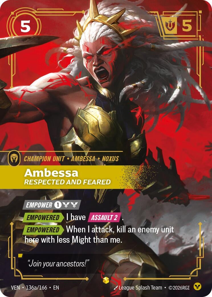 Ambessa, Respected and Feared (Alternate Art) (136a/166) (VEN)