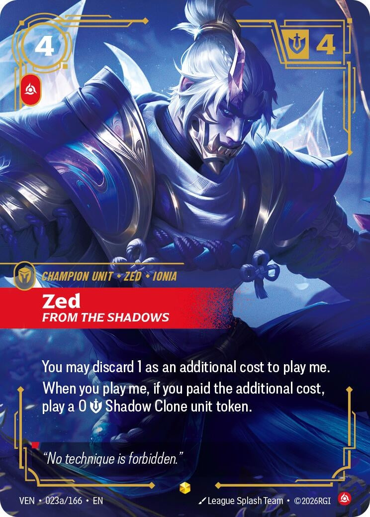 Zed, From the Shadows (Alternate Art) (023a/166) (VEN)