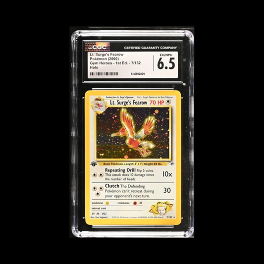Pokemon Slab Lt. Surge's Fearow 7 1st Ed Holo CGC 6.5 Ex 2000