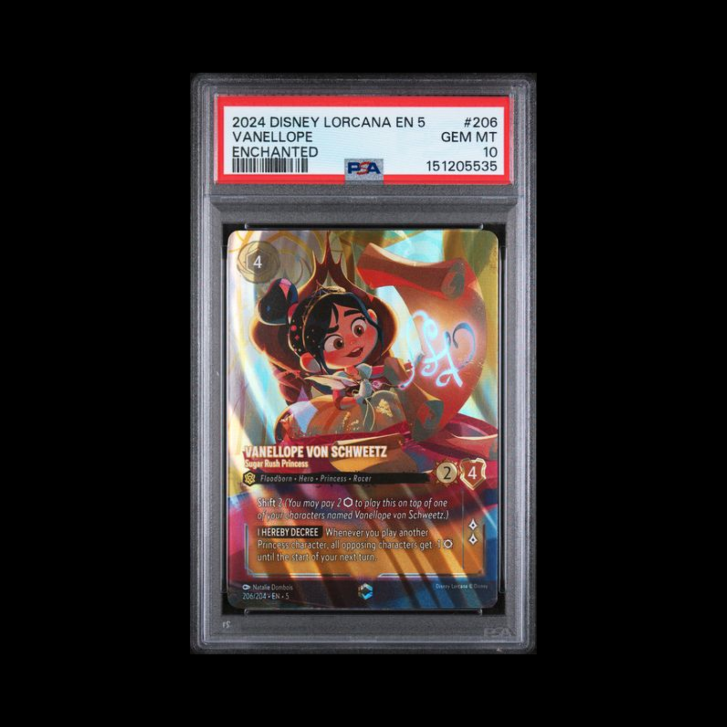 Disney Lorcana Slab Vanellope Von Schweetz 206 PSA 10 Gem 2024