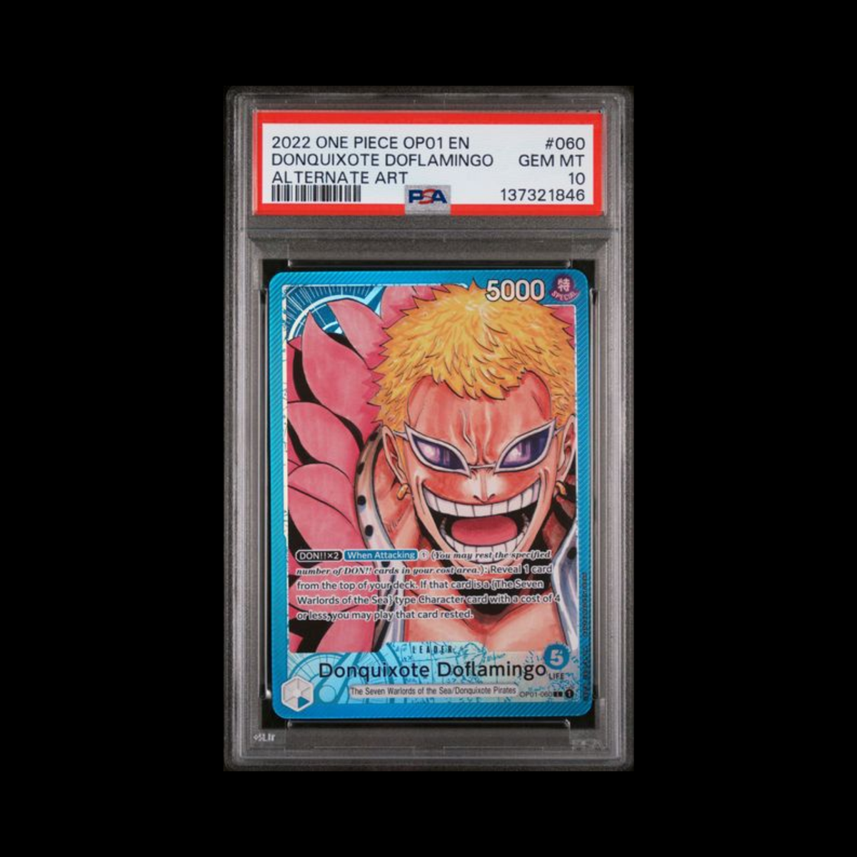 One Piece Slab Donquixote Doflamingo OP01-060 PSA 10 Gem 2022