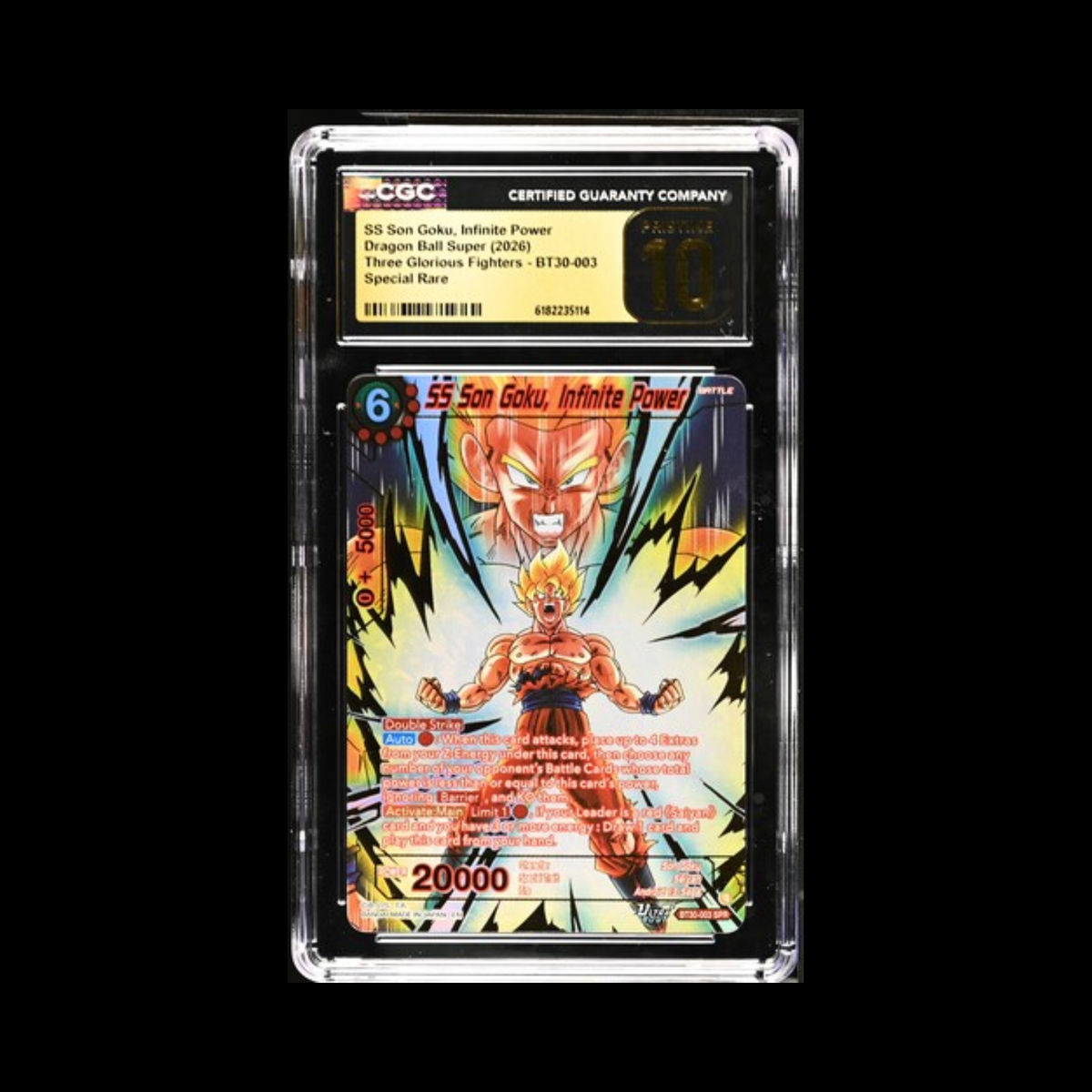 Dragon Ball Super Masters Slab SS Son Goku, Infinite Power BT30-003 CGC Pristine 10 2026
