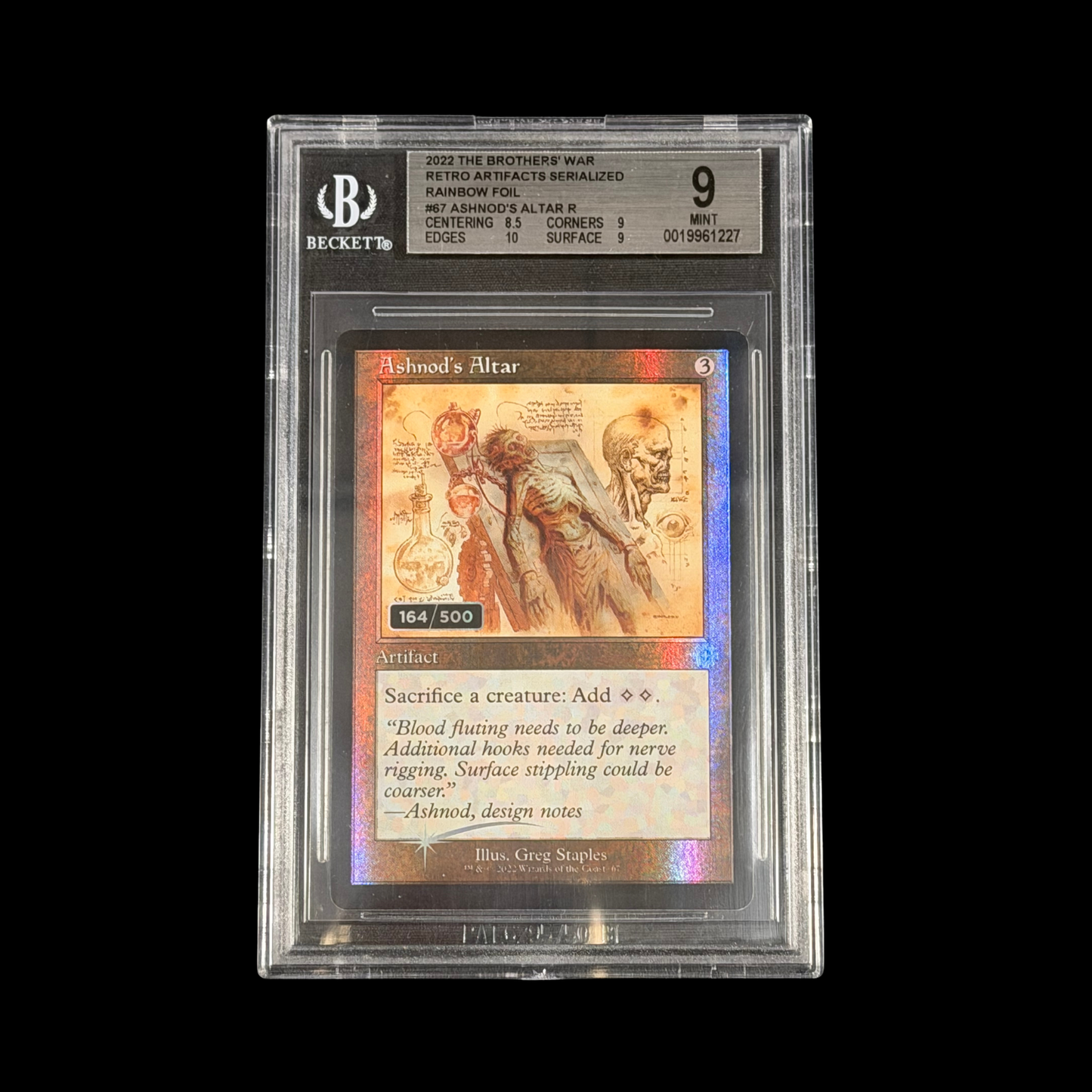 MTG Magic The Gathering Slab Ashnod's Altar Serialized 164/500 BGS 9 Mint 2022