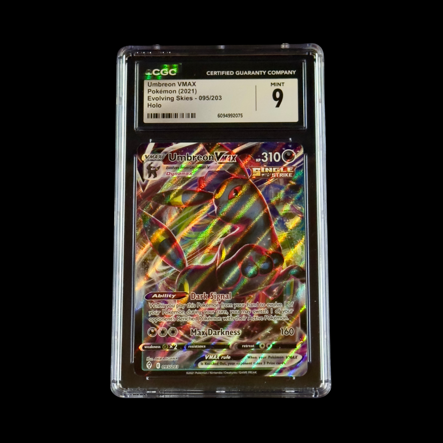 Pokemon Slab Umbreon VMAX 095 CGC 9 Mint 2021