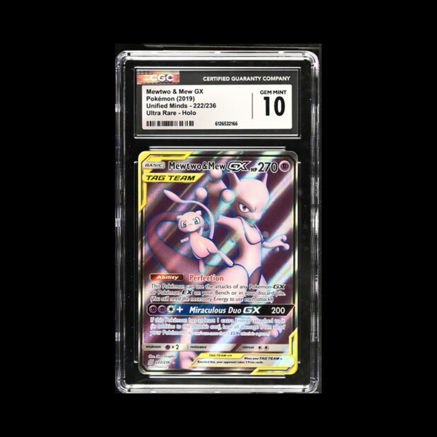 Pokemon Slab Mewtwo & Mew GX 222 CGC 10 Gem 2019