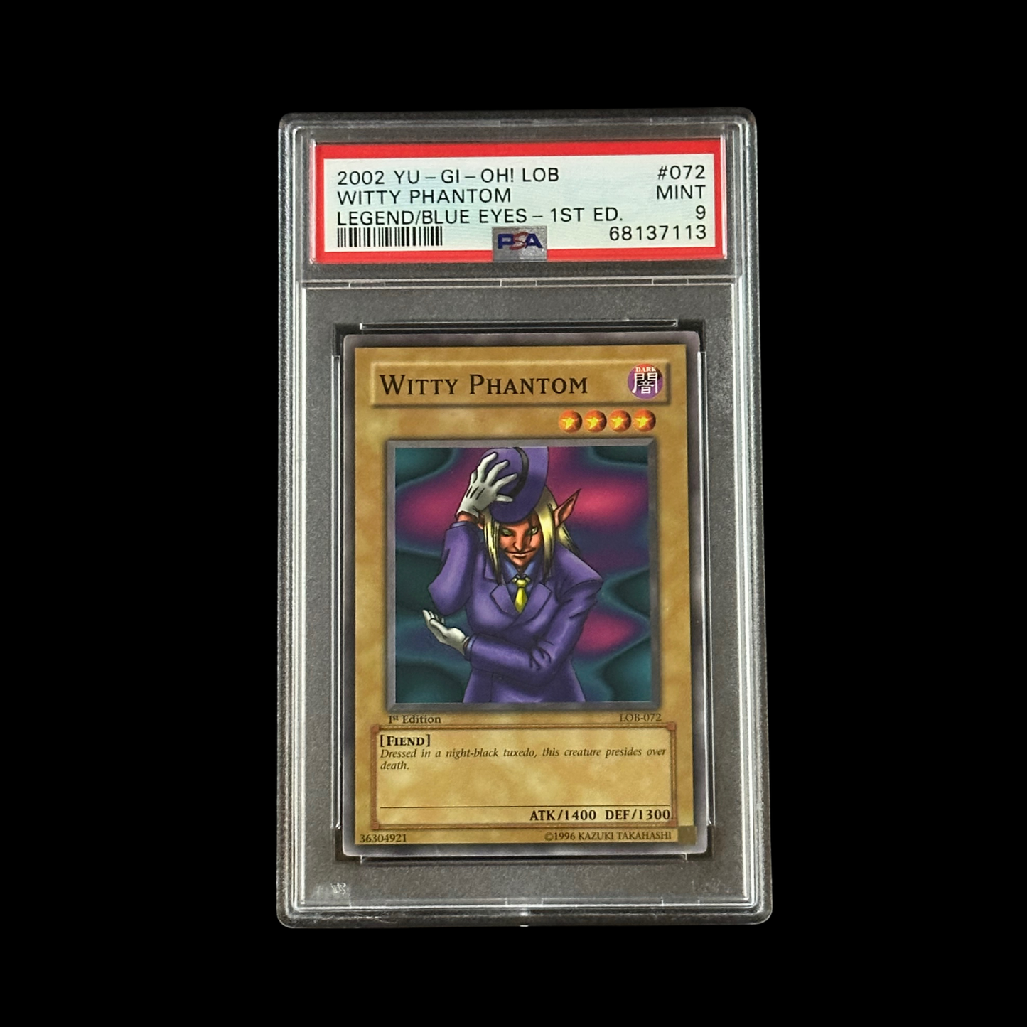 Yu-Gi-Oh! Slab Witty Phantom 1st Edition LOB-072 PSA 9 Mint 2002