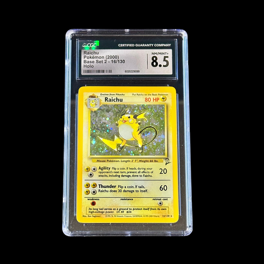 Pokemon Slab Raichu Base Set 2 Holo 16/130 CGC 8.5 NM+ 2000