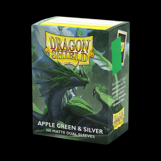 Dragon Shield Matte Dual Apple Green & Silver Sleeves 100x