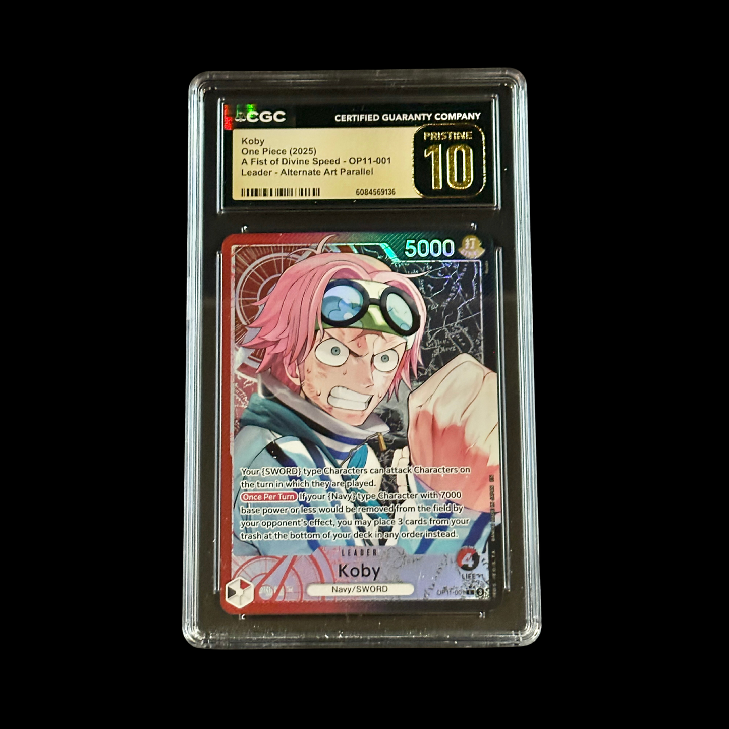 One Piece Slab Koby OP11-001 Alternate Art Parallel CGC Pristine 10 2025