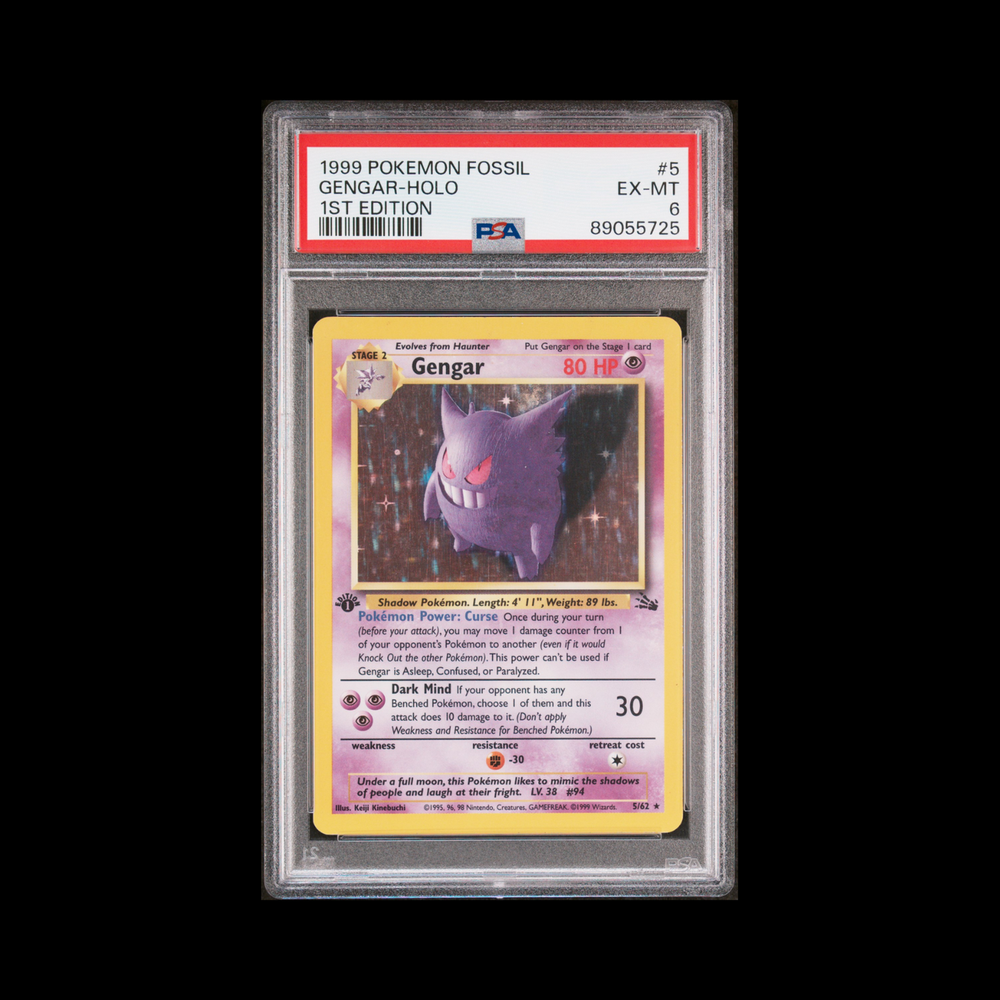 Pokemon Slab Gengar Holo 5 1st ED PSA 6 EX-MT 1999