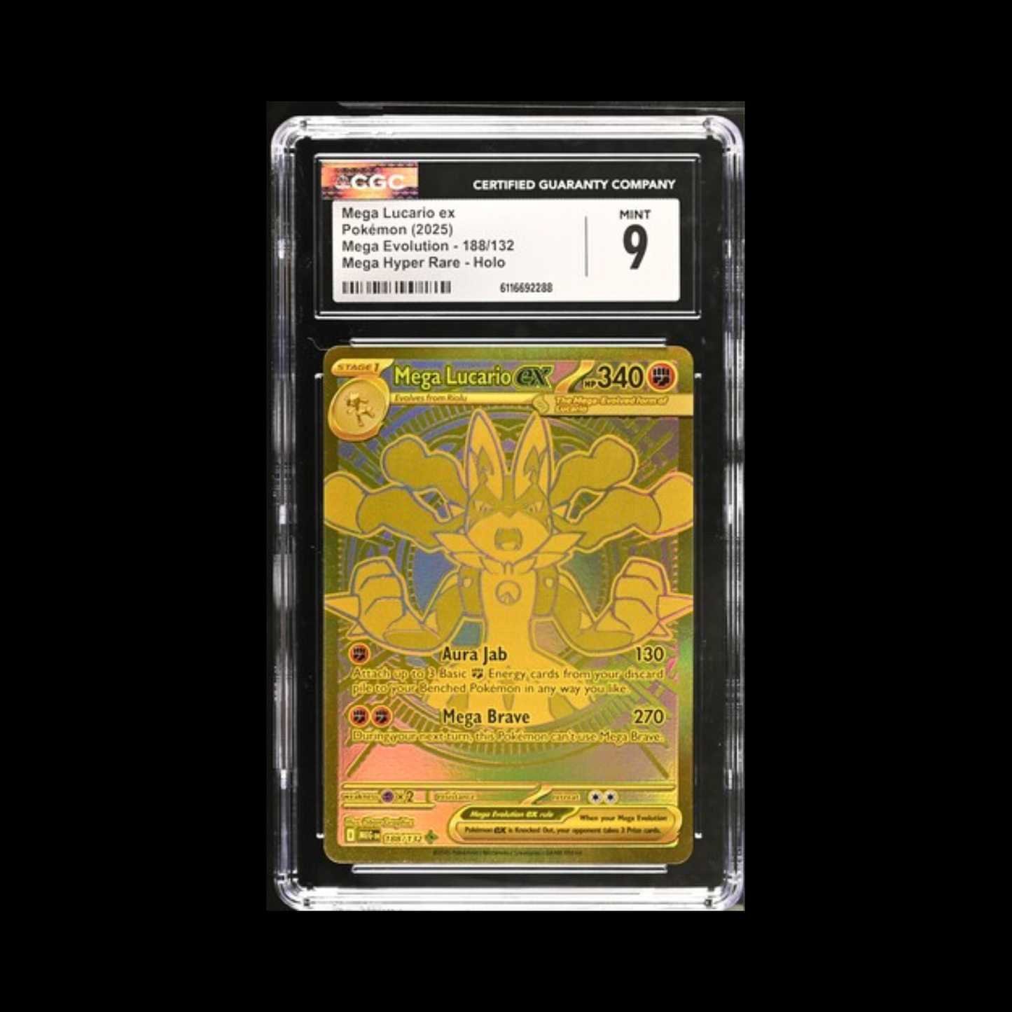 Pokemon Slab Mega Lucario EX 188 CGC 9 Mint 2025