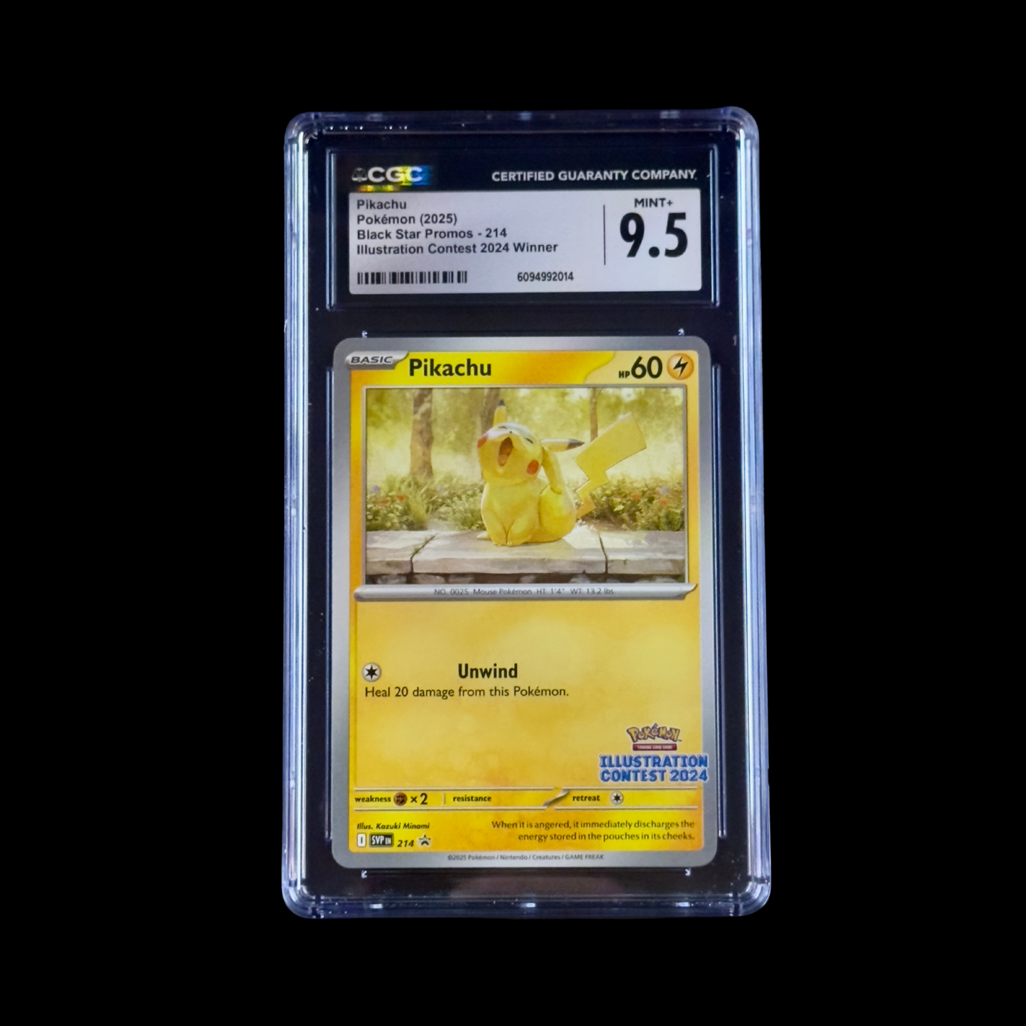 Pokemon Slab Pikachu Illustration Contest 214/BSP CGC 9.5 Mint+ 2025
