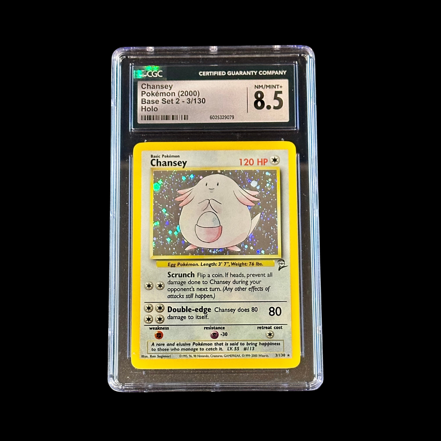 Pokemon Slab Chansey Base Set 2 Holo 3/130 CGC 8.5 NM+ 2000