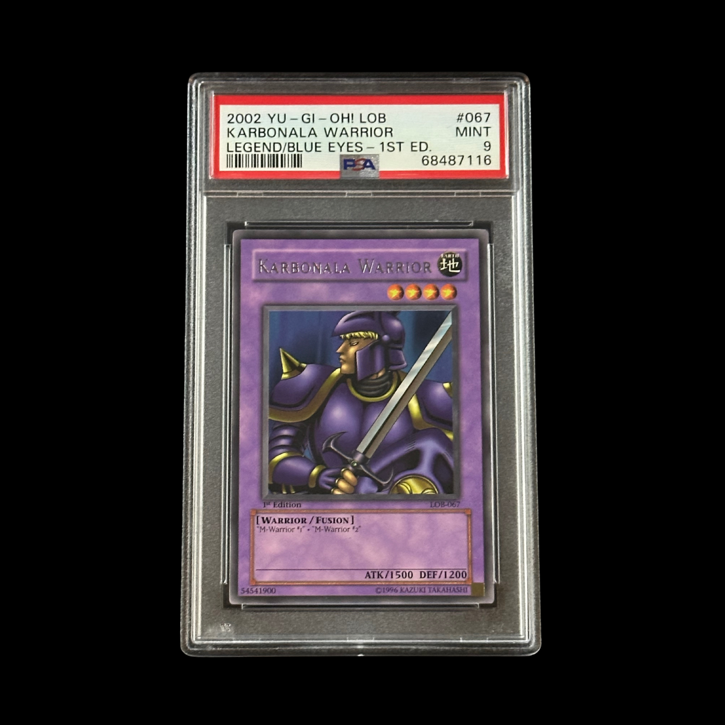 Yu-Gi-Oh! Slab Karbonala Warrior 1st Edition LOB-067 PSA 9 Mint 2002