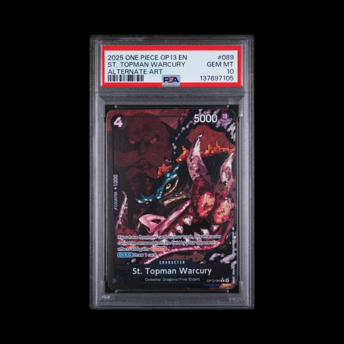 One Piece Slab St. Topman Warcury OP13-089 Alt Art PSA 10 Gem 2025