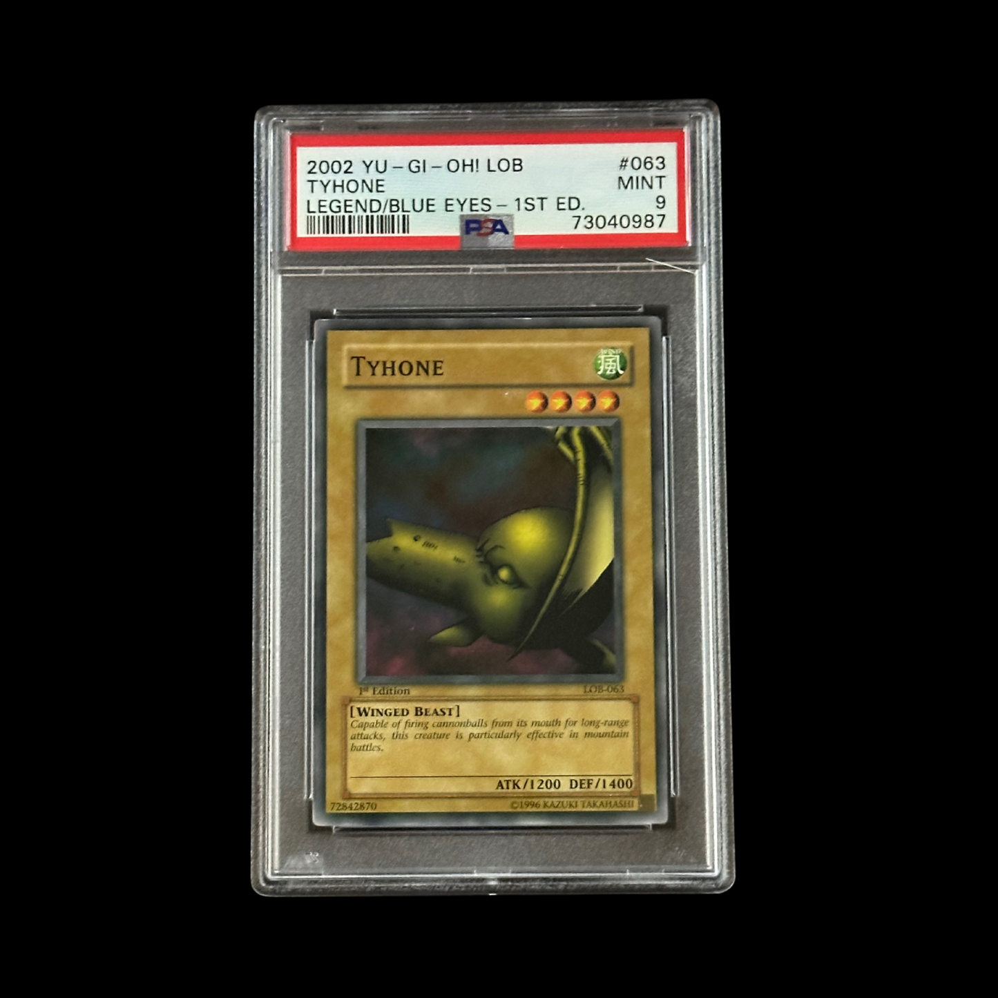 Yu-Gi-Oh! Slab Tyhone 1st Edition LOB-063 PSA 9 Mint 2002