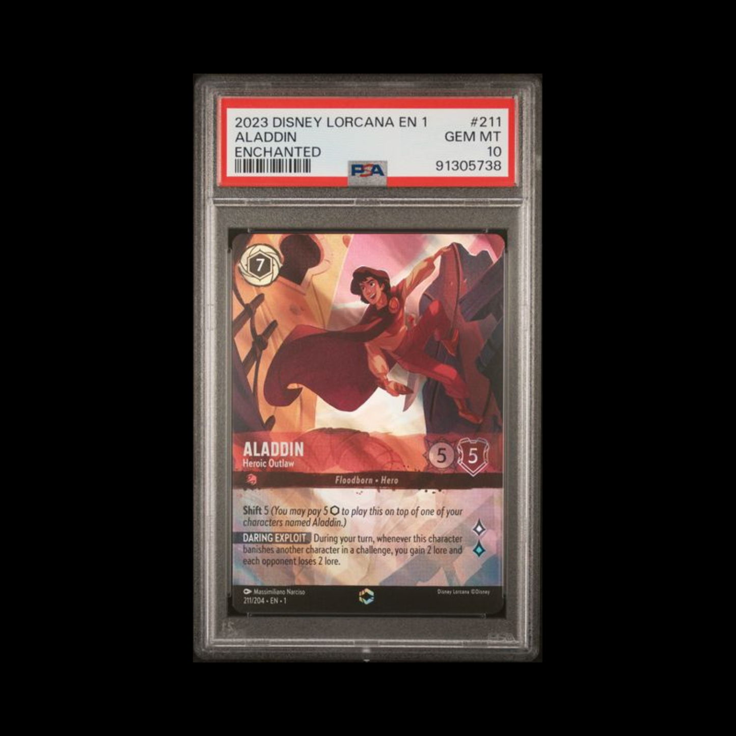 Disney Lorcana Slab Aladdin 211 PSA 10 Gem 2023