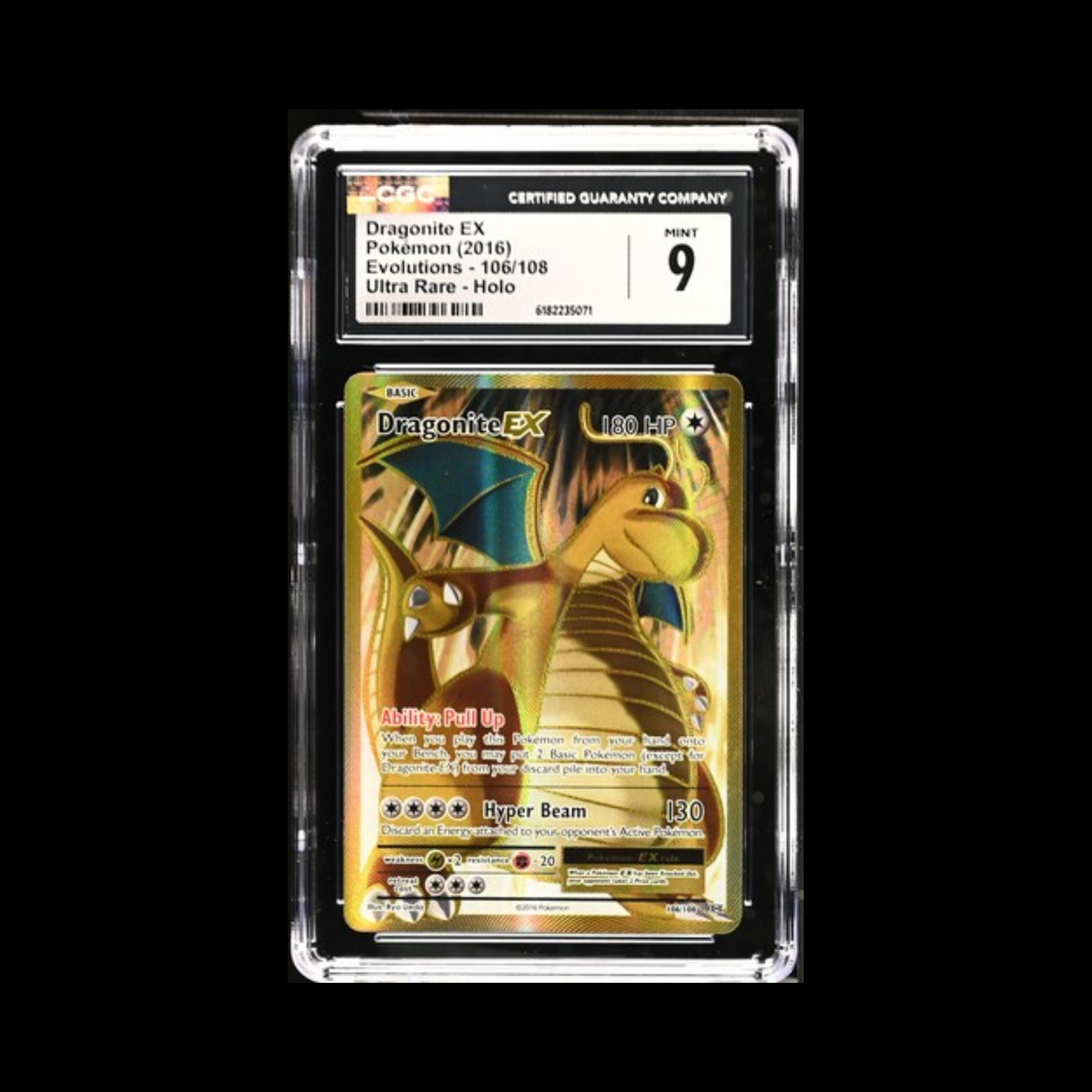 Pokemon Slab Dragonite EX 106/108 CGC 9 Mint 2016