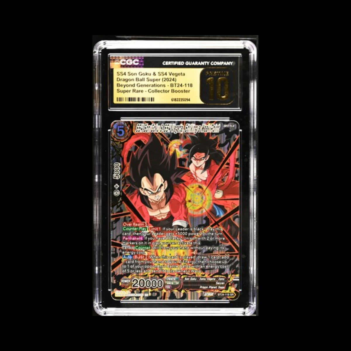 Dragon Ball Super Masters Slab SS4 Vegeta BT24-118 CGC Pristine 10 2024