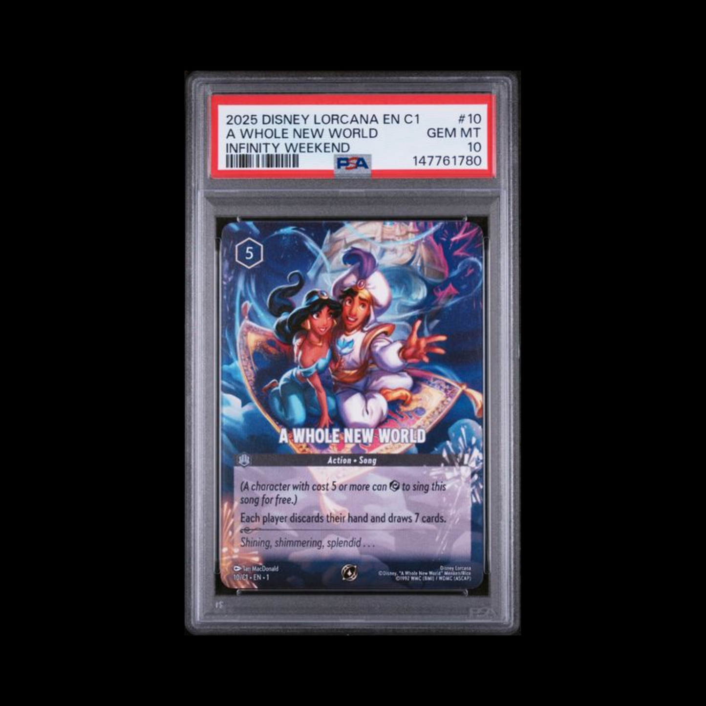 Disney Lorcana Slab A Whole New World 10/C1 PSA 10 Gem 2025