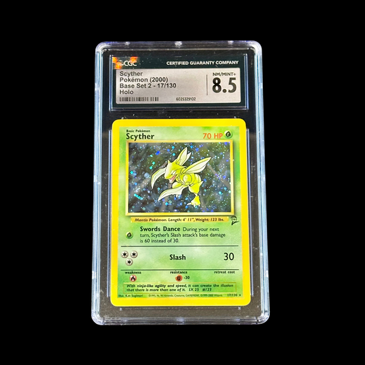Pokemon Slab Scyther Base Set 2 Holo 17/130 CGC 8.5 NM+ 2000