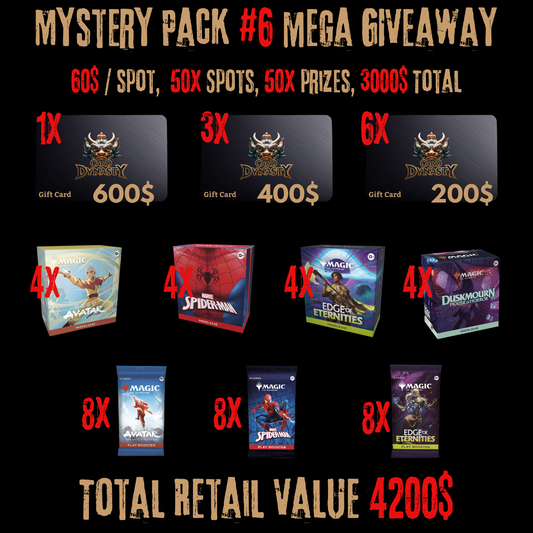 Paquets Mystère Mega Giveaway #6, 60$/place, 50x Prix, CADEAUX De 1200$. 10 Décembre, 18h15